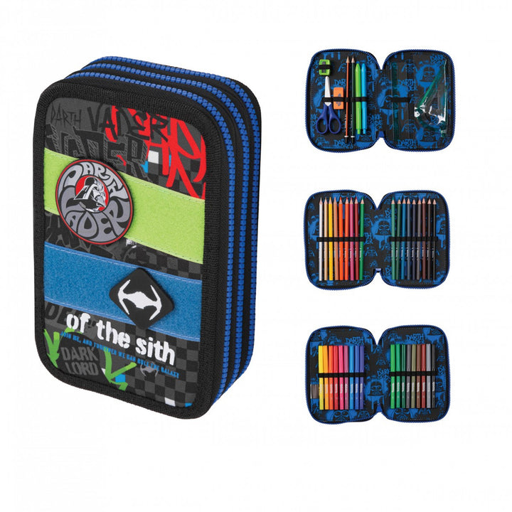 Star Wars Coolpack-Schulset, 3-Kammer-Rucksack „Jerry“ (15") mit konturiertem Rücken und verstellbaren Schultergurten sowie Federmäppchen „Jumper 3“ mit Zubehör