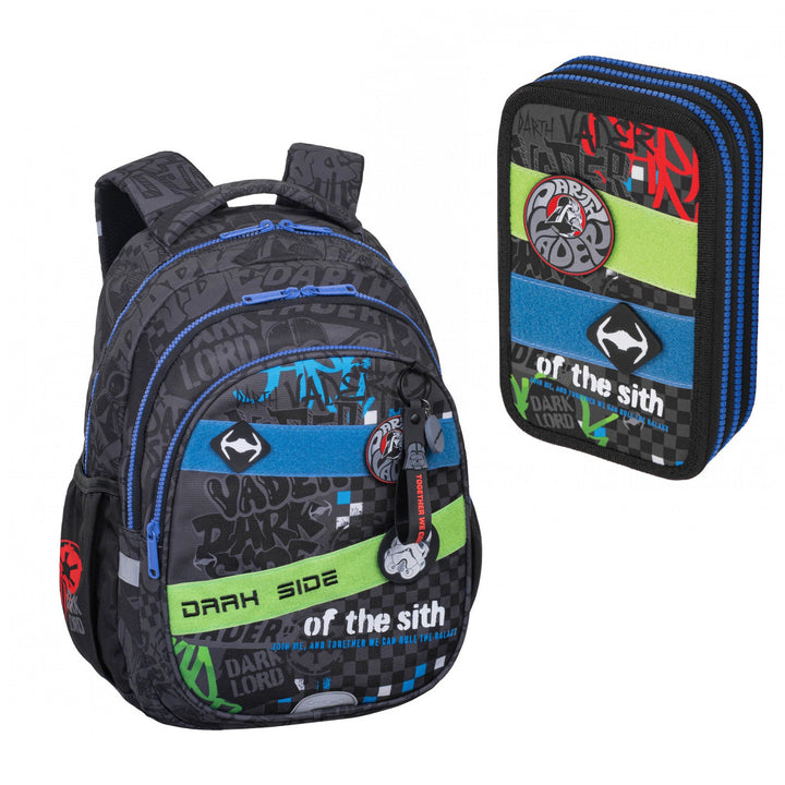 Star Wars Coolpack-Schulset, 3-Kammer-Rucksack „Jerry“ (15") mit konturiertem Rücken und verstellbaren Schultergurten sowie Federmäppchen „Jumper 3“ mit Zubehör