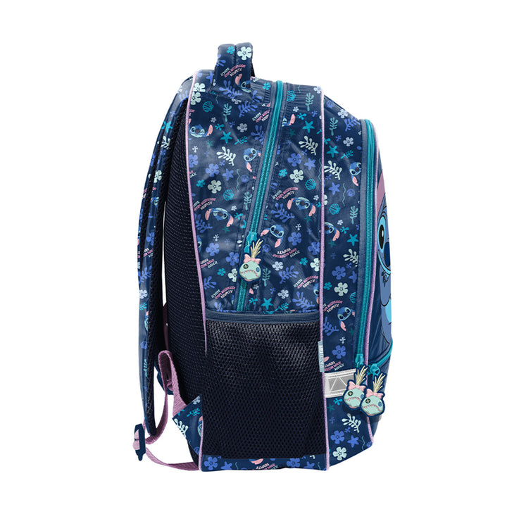 Stitch Paso-Schulset, Rucksack mit zwei Fächern, reflektierenden Elementen und versteiftem Rücken, Federmäppchen ohne Inhalt und mit Halterungen für Schreibutensilien, Schuhbeutel, der auf den Rücken geschnallt werden kann, DS26XX