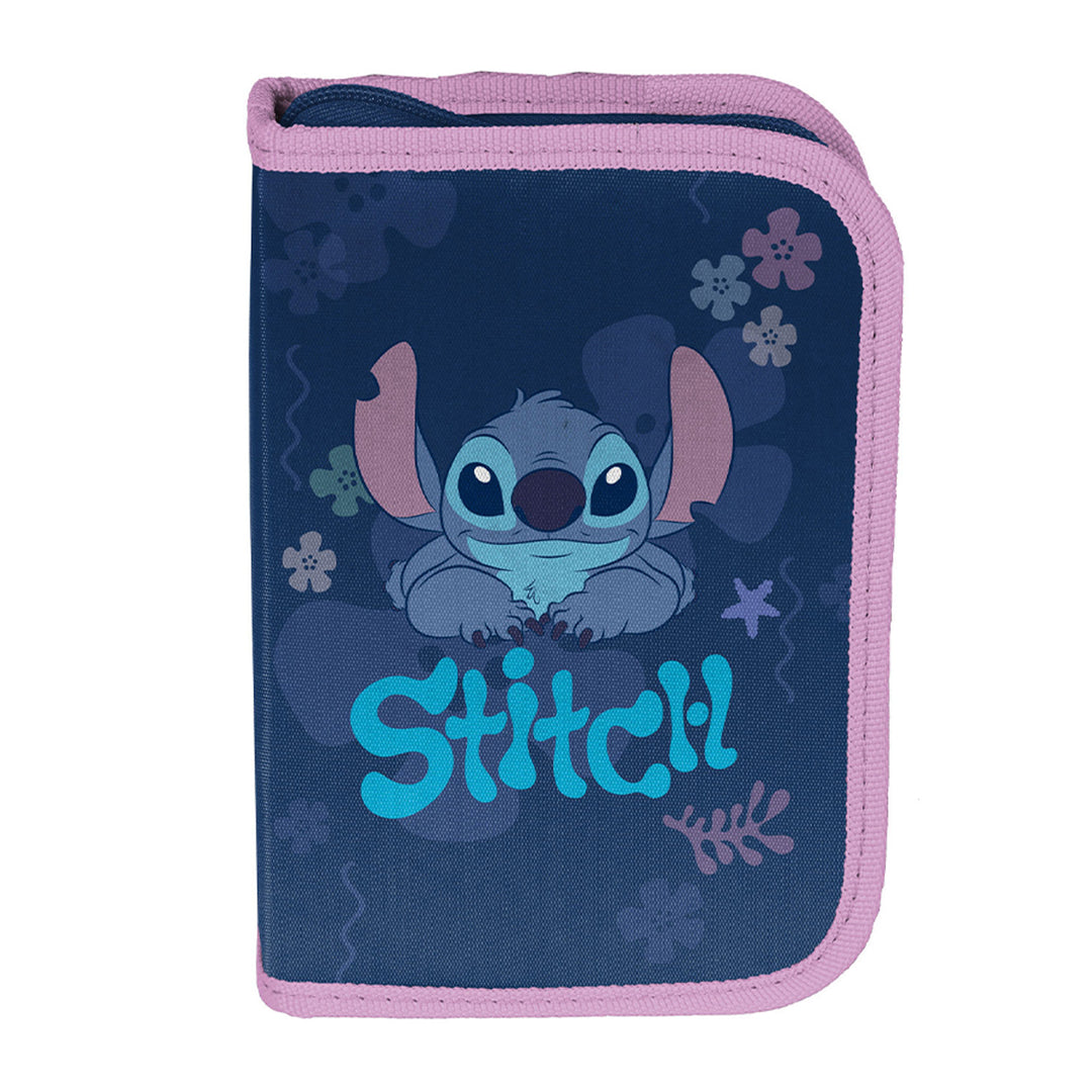 Stitch Paso-Schulset, Rucksack mit zwei Fächern, reflektierenden Elementen und versteiftem Rücken, Federmäppchen ohne Inhalt und mit Halterungen für Schreibutensilien, Schuhbeutel, der auf den Rücken geschnallt werden kann, DS26XX