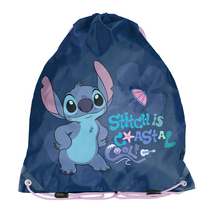 Stitch Paso-Schulset, Rucksack mit zwei Fächern, reflektierenden Elementen und versteiftem Rücken, Federmäppchen ohne Inhalt und mit Halterungen für Schreibutensilien, Schuhbeutel, der auf den Rücken geschnallt werden kann, DS26XX