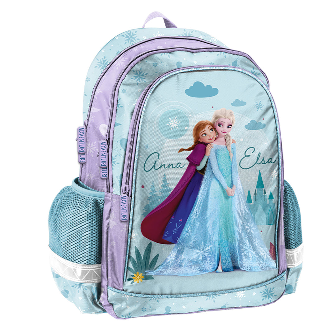 Frozen Paso Schulset, Rucksack mit zwei Fächern, verstellbaren Schultergurten und versteiftem Rücken, Federmäppchen mit Zubehör und Halterungen für Schreibutensilien, Schuhbeutel, der auf den Rücken geschnallt werden kann, DF26AA