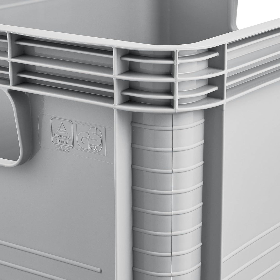 Transportbehälter von Robert Keeeper, Fassungsvermögen 20 l, grau, lebensmittelecht, leicht und robust, Tragkraft bis zu 30 kg, 2 Stück