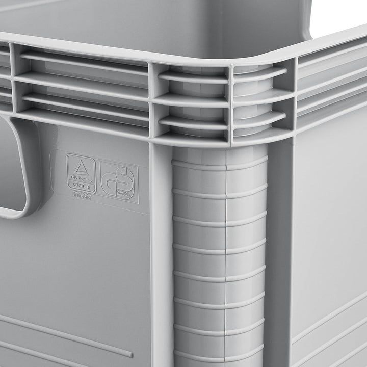 Transportbehälter von Robert Keeeper, Fassungsvermögen 20 l, grau, lebensmittelecht, leicht und robust, Tragkraft bis zu 30 kg, 2 Stück