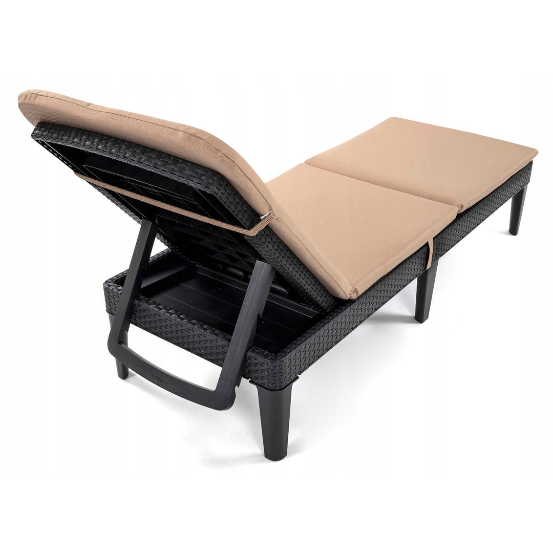 Kissen für den Liegestuhl „Jaipur“, Farbe: Beige, Stoff S-550 Melange, Größe 190 x 60 cm, zwei Befestigungssysteme, wasserabweisend, vollständig waschbar, Melange S-21, 2 Stück