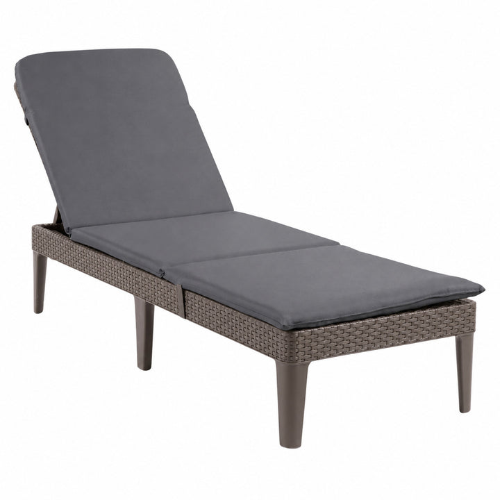Verstellbare Gartenliege „Jaipur Sun Lounger“ in Braun + Liegenkissen „Jaipur“, Farbe: Dunkelgrau, Stoff S-500, Maße: 190 x 60 cm