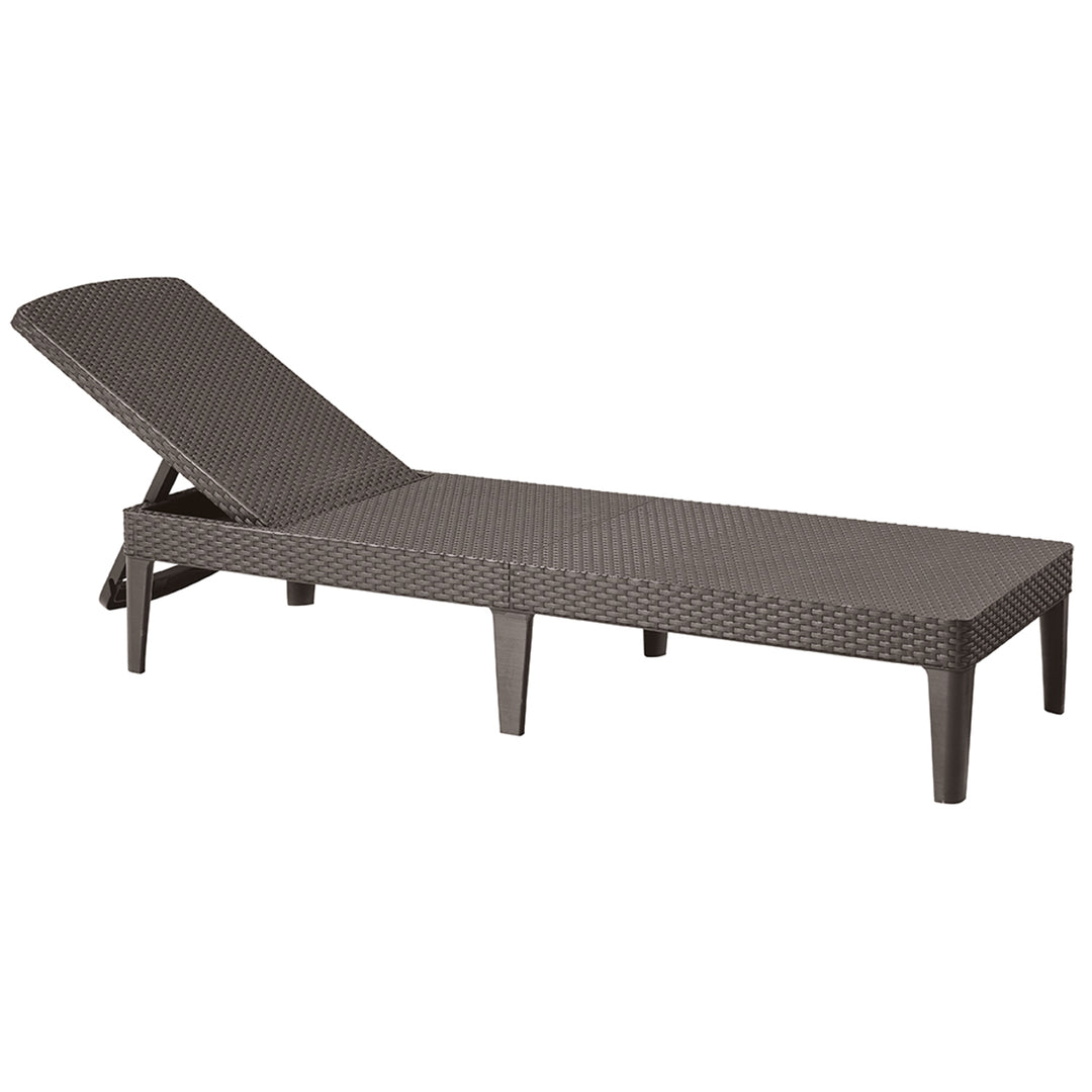 Verstellbare Gartenliege „Jaipur Sun Lounger“ in Braun + Liegenkissen „Jaipur“ in Beige, Stoff S-550 Melange, Größe 190 x 60 cm
