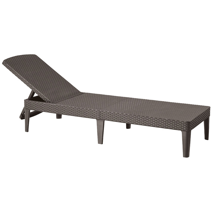 Verstellbare Gartenliege „Jaipur Sun Lounger“ in Braun + Liegenkissen „Jaipur“ in Beige, Stoff S-550 Melange, Größe 190 x 60 cm