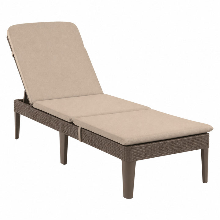 Verstellbare Gartenliege „Jaipur Sun Lounger“ in Braun + Liegenkissen „Jaipur“ in Beige, Stoff S-550 Melange, Größe 190 x 60 cm