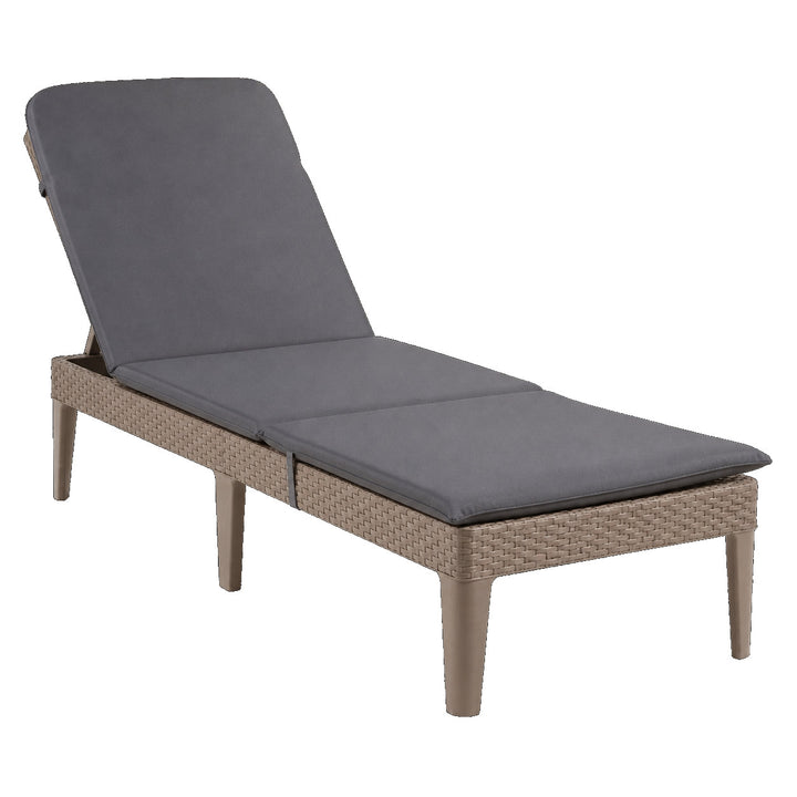 Verstellbare Gartenliege „Jaipur Sun Lounger“ in Cappuccino + Liegenkissen „Jaipur“, Farbe Dunkelgrau, Stoff S-500, Größe 190 x 60 cm