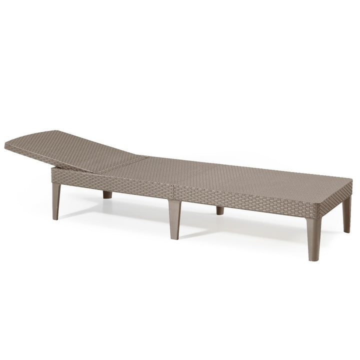 Verstellbare Gartenliege „Jaipur Sun Lounger“ in Cappuccino + Liegenkissen „Jaipur“, Farbe Beige, Stoff S-550 Melange, Größe 190 x 60 cm