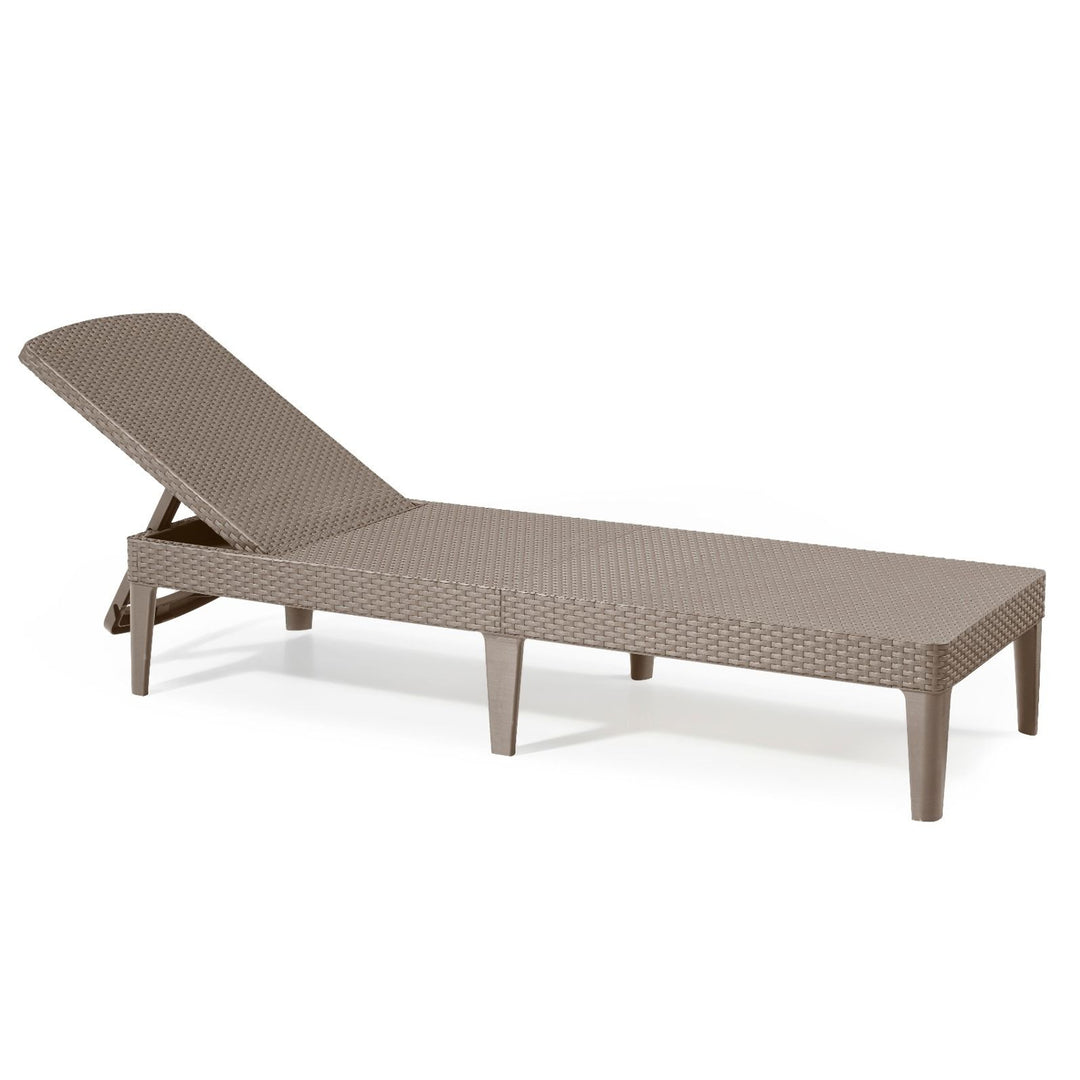 Verstellbare Gartenliege „Jaipur Sun Lounger“ in Cappuccino + Liegenkissen „Jaipur“, Farbe Beige, Stoff S-550 Melange, Größe 190 x 60 cm
