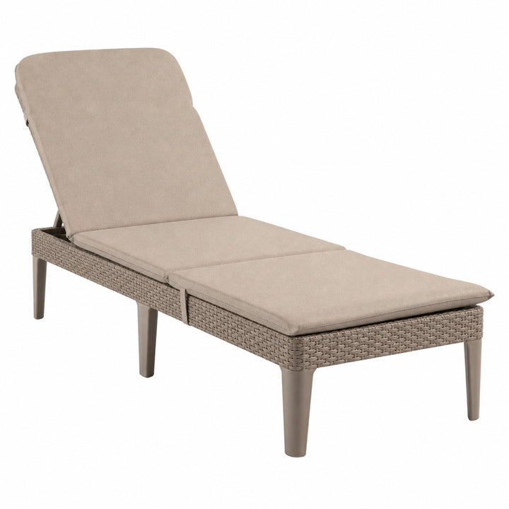 Verstellbare Gartenliege „Jaipur Sun Lounger“ in Cappuccino + Liegenkissen „Jaipur“, Farbe Beige, Stoff S-550 Melange, Größe 190 x 60 cm