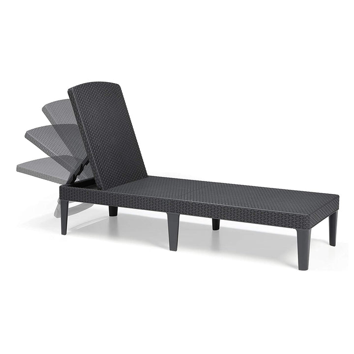 Verstellbare Gartenliege „Jaipur Sun Lounger“ in Graphit + Liegenkissen „Jaipur“, Farbe Dunkelgrau, Stoff S-500, Maße 190 x 60 cm
