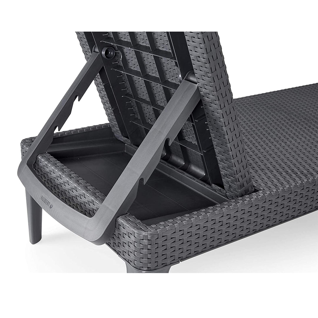 Verstellbare Gartenliege „Jaipur Sun Lounger“ in Graphit + Liegenkissen „Jaipur“, Farbe Dunkelgrau, Stoff S-500, Maße 190 x 60 cm
