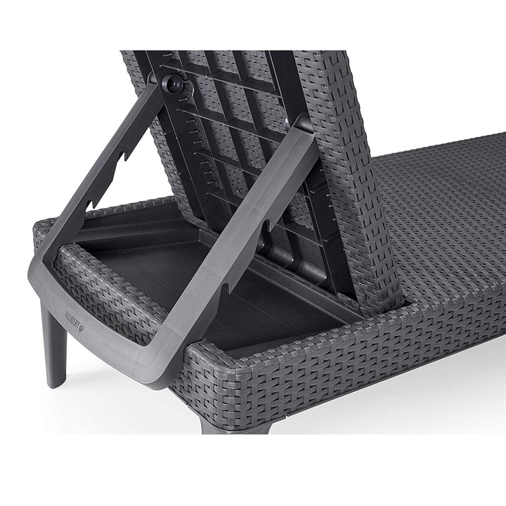 Verstellbare Gartenliege „Jaipur Sun Lounger“ in Graphit + Liegenkissen „Jaipur“, Farbe Dunkelgrau, Stoff S-500, Maße 190 x 60 cm