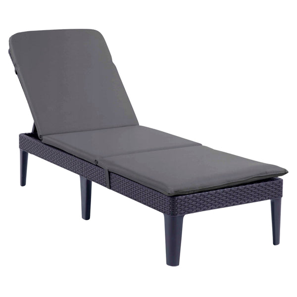 Verstellbare Gartenliege „Jaipur Sun Lounger“ in Graphit + Liegenkissen „Jaipur“, Farbe Dunkelgrau, Stoff S-500, Maße 190 x 60 cm