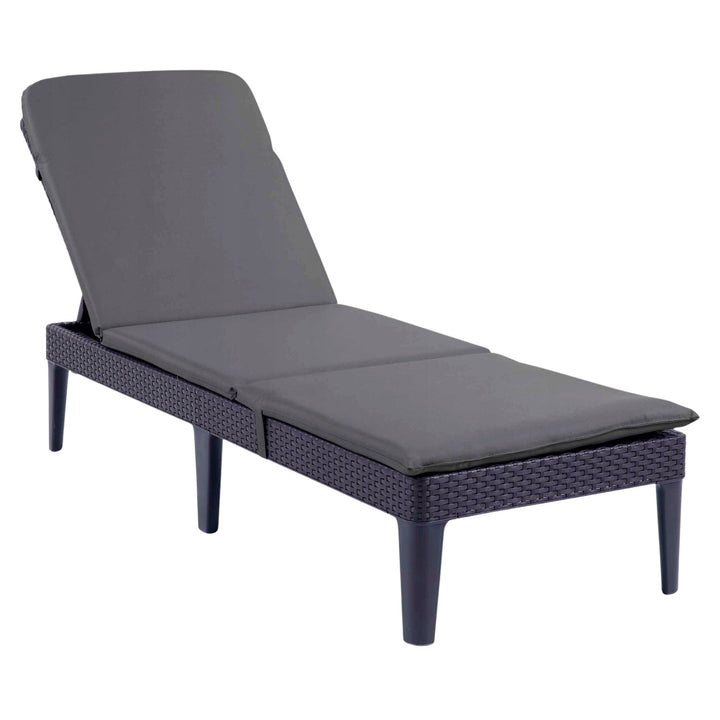 Verstellbare Gartenliege „Jaipur Sun Lounger“ in Graphit + Liegenkissen „Jaipur“, Farbe Dunkelgrau, Stoff S-500, Maße 190 x 60 cm