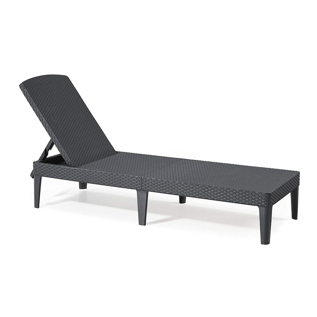 Verstellbare Gartenliege „Jaipur Sun Lounger“ in Graphit + Liegenkissen „Jaipur“, Farbe Beige, Stoff S-550 Melange, Größe 190 x 60 cm