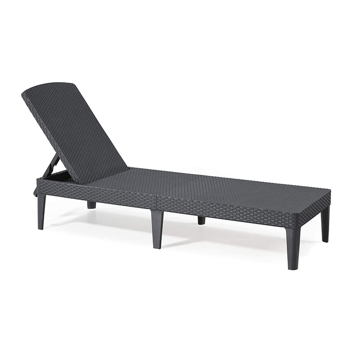 Verstellbare Gartenliege „Jaipur Sun Lounger“ in Graphit + Liegenkissen „Jaipur“, Farbe Beige, Stoff S-550 Melange, Größe 190 x 60 cm