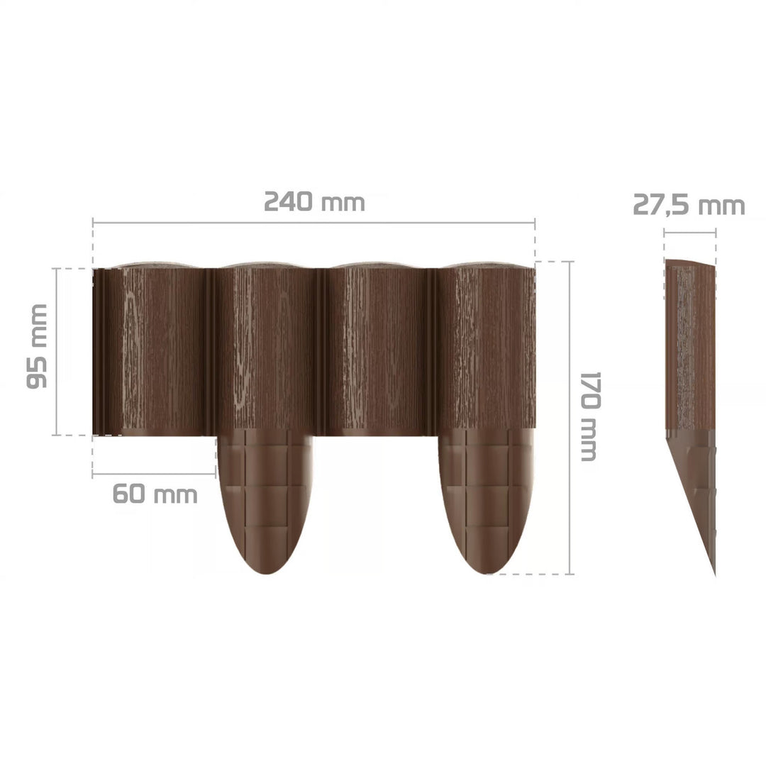 Cellfast-Gartenzaun, Holzoptik, frostbeständig, Länge 7,2 m, Farbe: Braun, 34-031