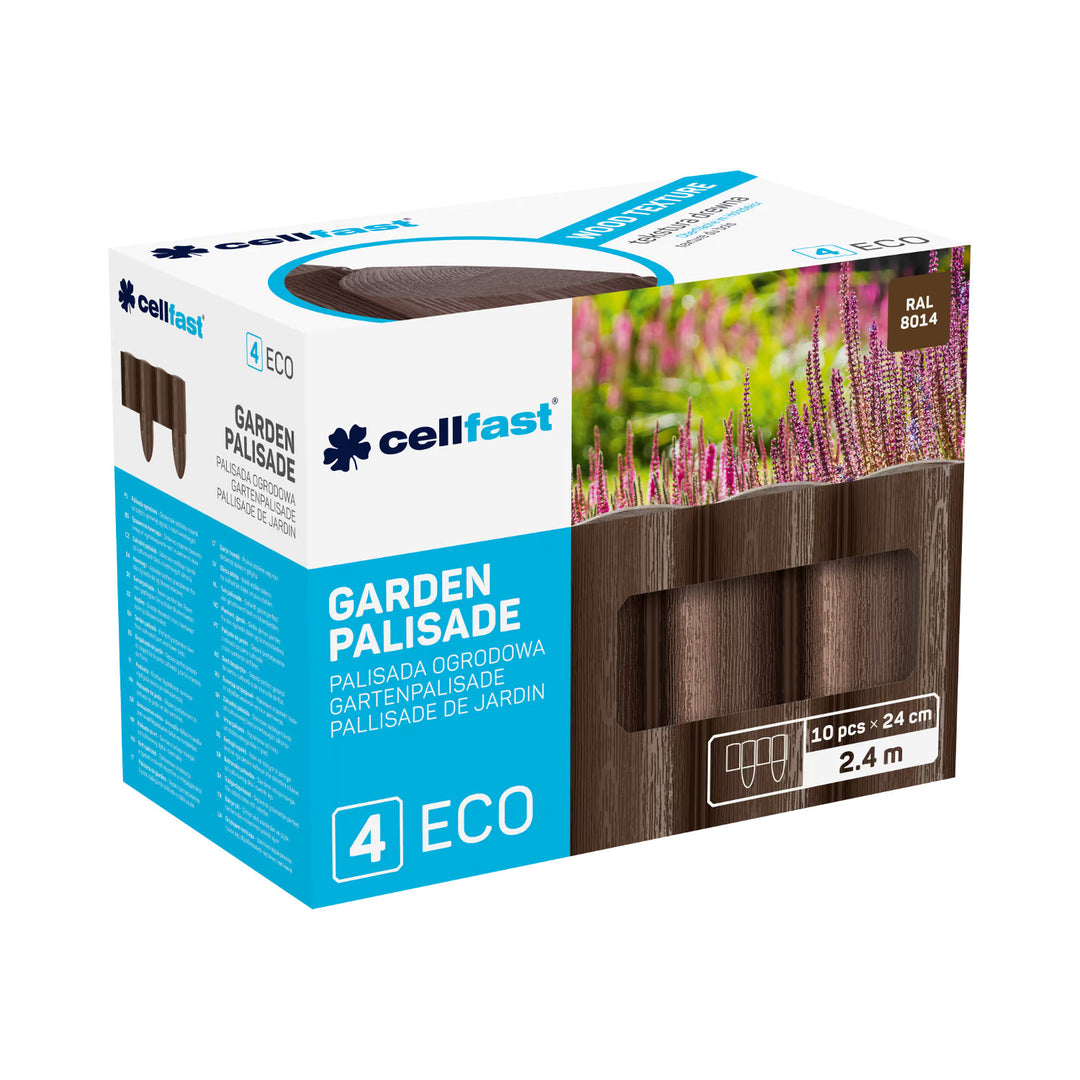 Cellfast-Gartenzaun, Holzoptik, frostbeständig, Länge 7,2 m, Farbe: Braun, 34-031