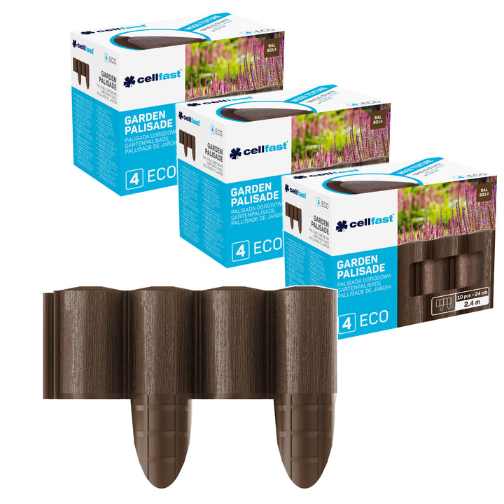 Cellfast-Gartenzaun, Holzoptik, frostbeständig, Länge 7,2 m, Farbe: Braun, 34-031