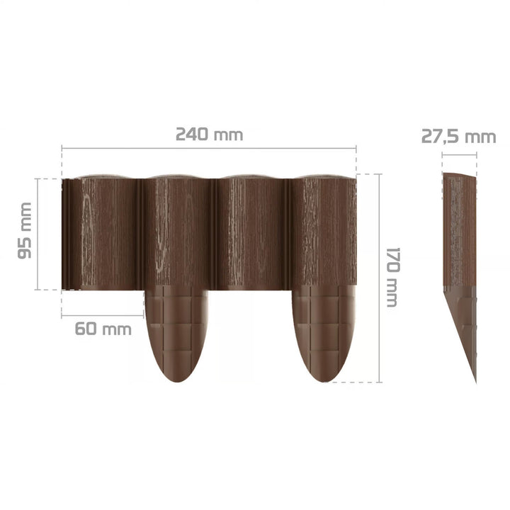 Cellfast-Gartenzaun, Holzoptik, frostbeständig, Länge 14,4 m, Farbe: Braun, 34-031