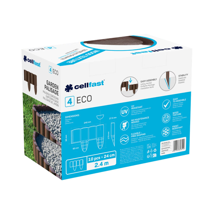Cellfast-Gartenzaun, Holzoptik, frostbeständig, Länge 14,4 m, Farbe: Braun, 34-031