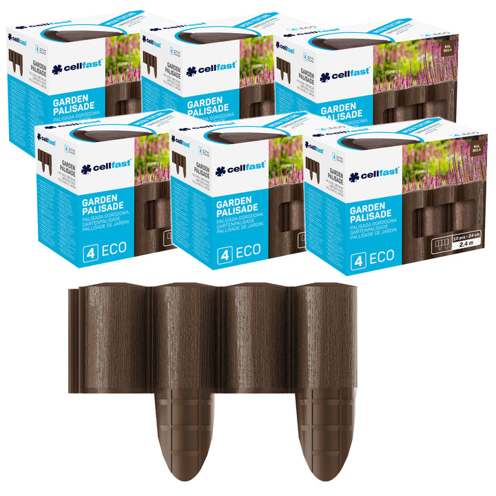 Cellfast-Gartenzaun, Holzoptik, frostbeständig, Länge 14,4 m, Farbe: Braun, 34-031