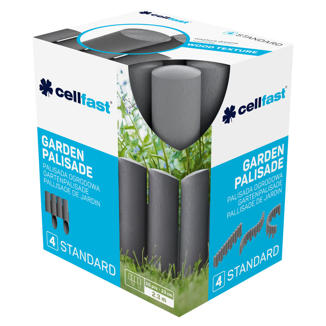 Cellfast-Gartenzaun, Holzoptik, frostbeständig, Länge 20,7 m, Farbe Graphit, 34-044
