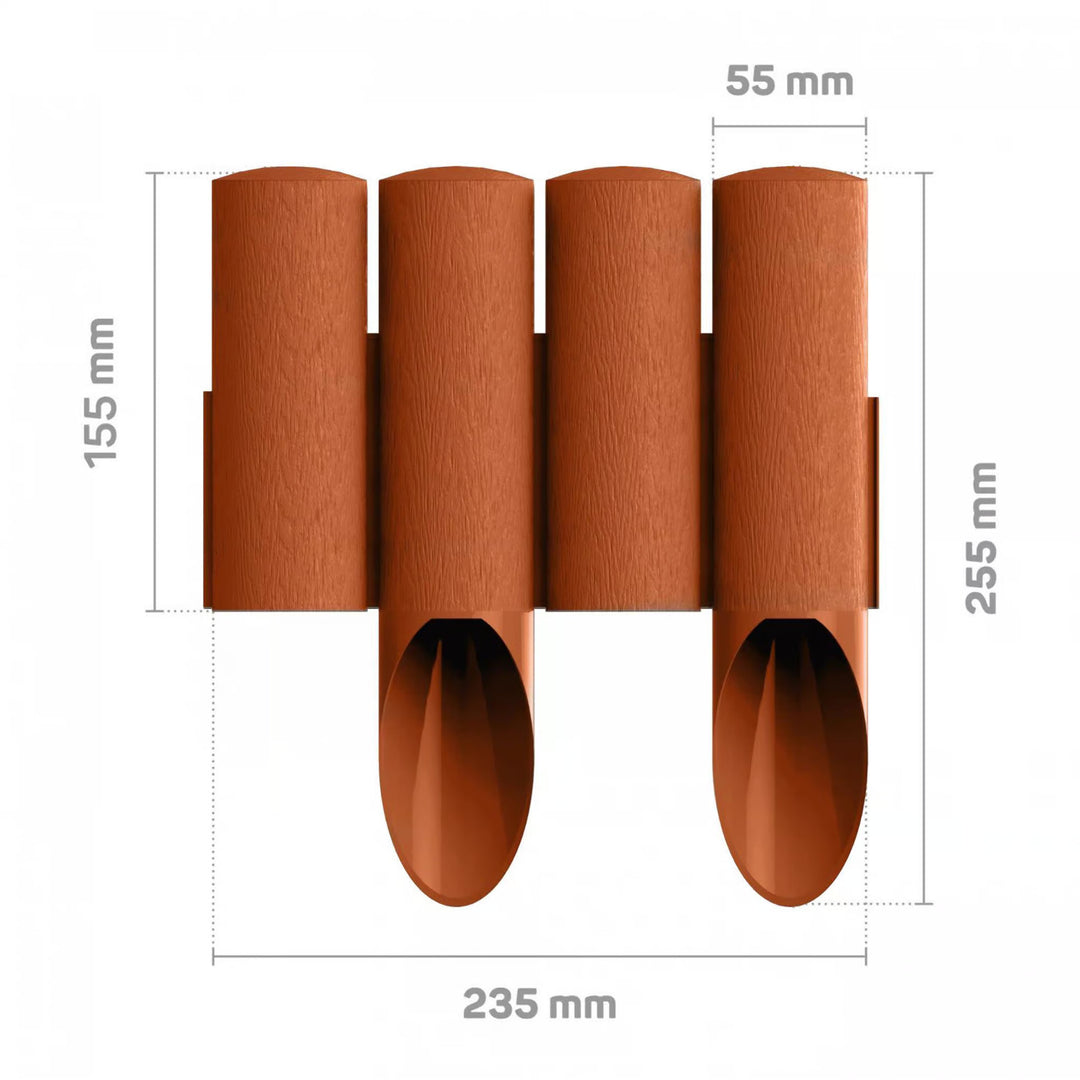 Cellfast-Gartenzaun, Holzoptik, frostbeständig, Länge 6,9 m, ziegelrot, 34-043