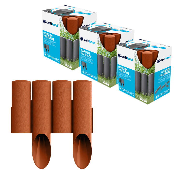 Cellfast-Gartenzaun, Holzoptik, frostbeständig, Länge 6,9 m, ziegelrot, 34-043