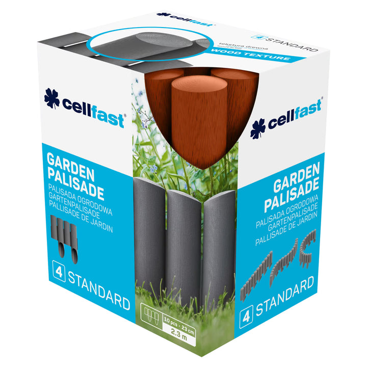 Cellfast-Gartenzaun, Holzoptik, frostbeständig, Länge 13,8 m, ziegelrot, 34-043
