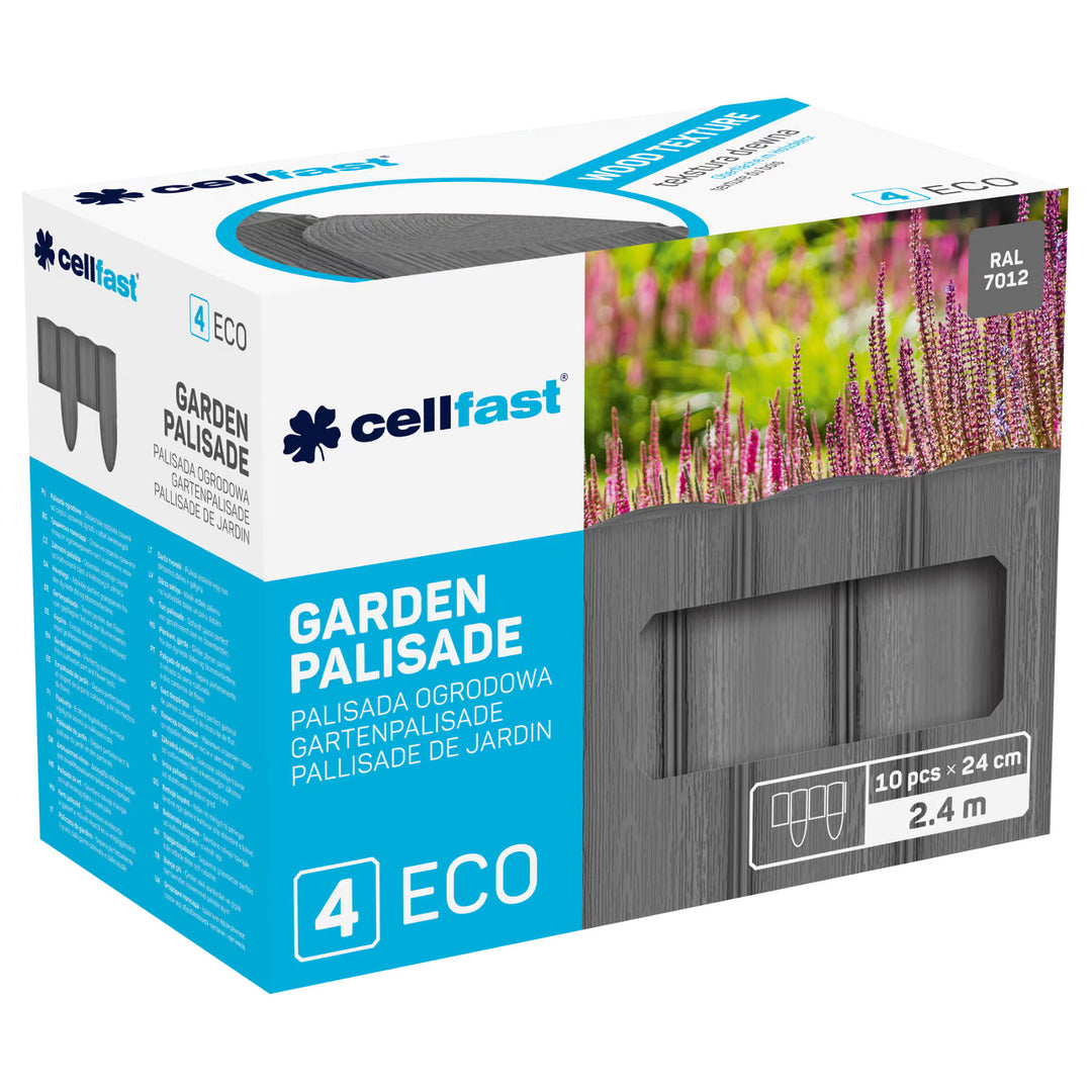 Cellfast-Gartenzaun, Holzoptik, frostbeständig, Länge 14,4 m, Farbe Graphit, 34-054