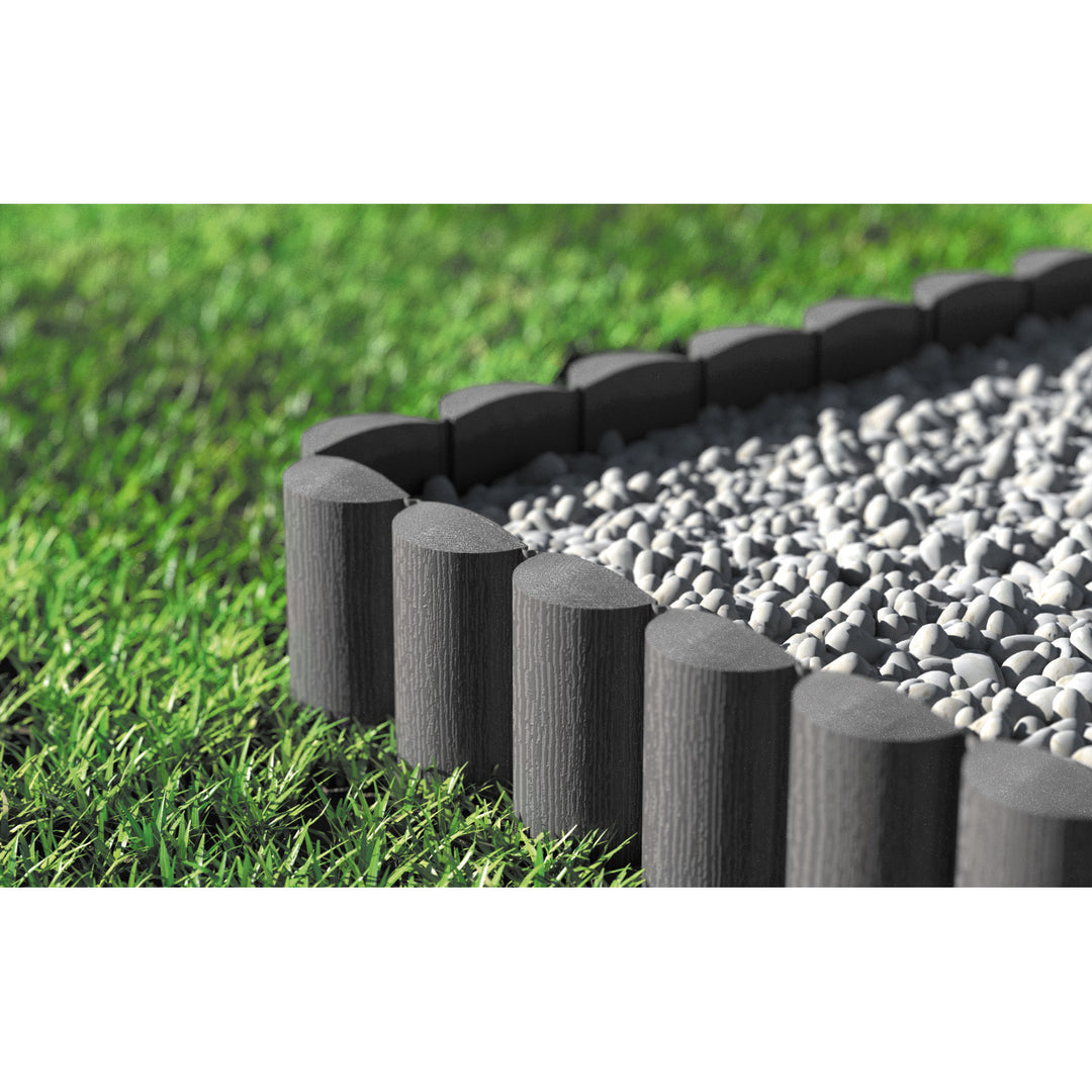 Cellfast-Gartenzaun, Holzoptik, frostbeständig, Länge 21,6 m, Farbe Graphit, 34-054