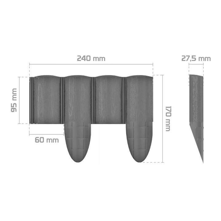 Cellfast-Gartenzaun, Holzoptik, frostbeständig, Länge 21,6 m, Farbe Graphit, 34-054
