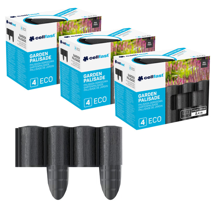Cellfast-Gartenzaun, Holzoptik, frostbeständig, Länge 7,2 m, Farbe Anthrazit, 34-032