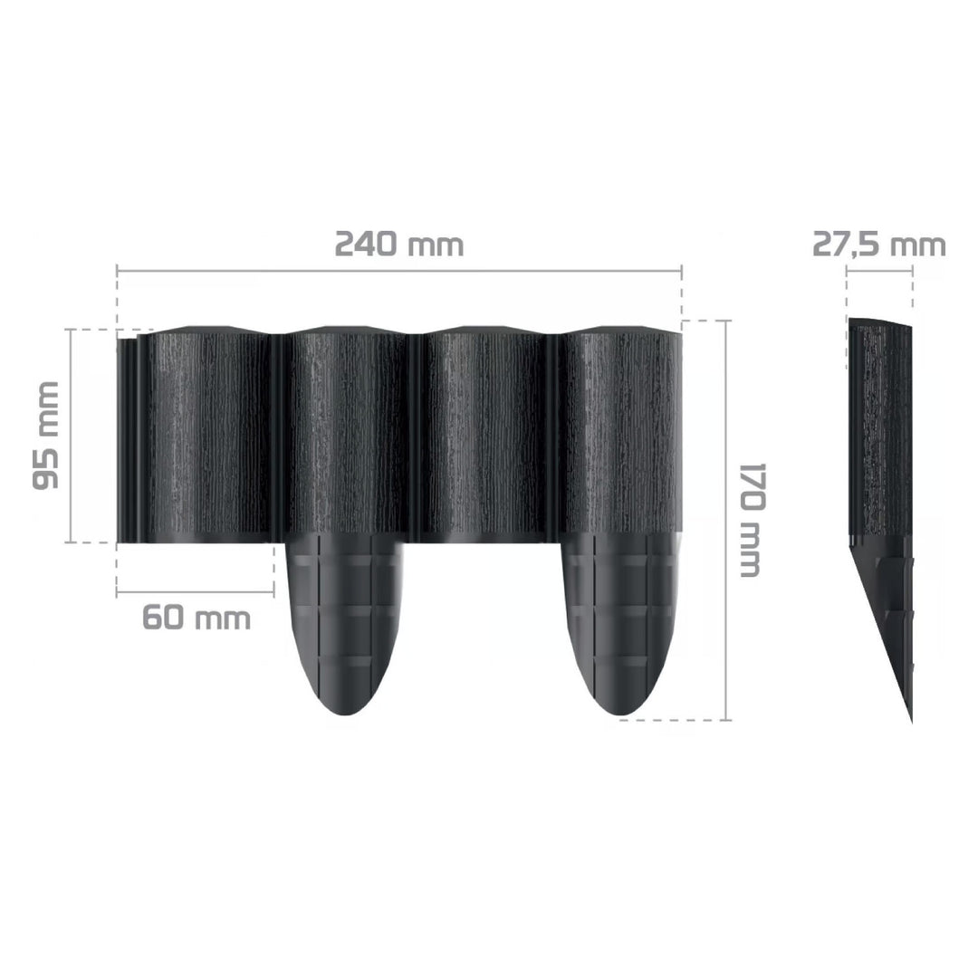 Cellfast-Gartenzaun, Holzoptik, frostbeständig, Länge 21,6 m, Farbe Anthrazit, 34-032