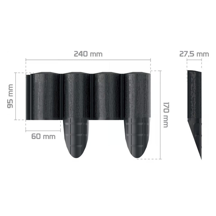 Cellfast-Gartenzaun, Holzoptik, frostbeständig, Länge 21,6 m, Farbe Anthrazit, 34-032