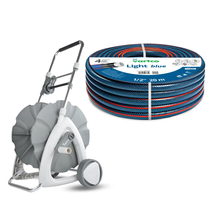 Gartenschlauchwagen 1/2" 45 m + Gartenschlauch Vartco Light Blue 1/2" 20 m Agaplast