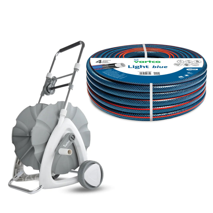 Gartenschlauchwagen 1/2" 45 m + Gartenschlauch Vartco Light Blue 1/2" 30 m Agaplast