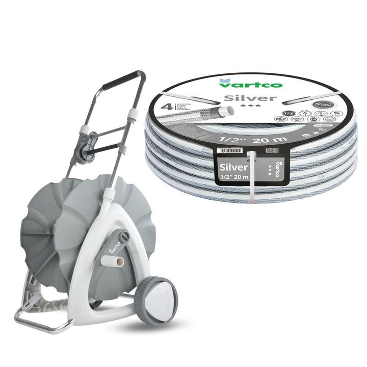 Gartenschlauchwagen + Gartenschlauch Vartco Silver 1/2" 20 m Agaplast