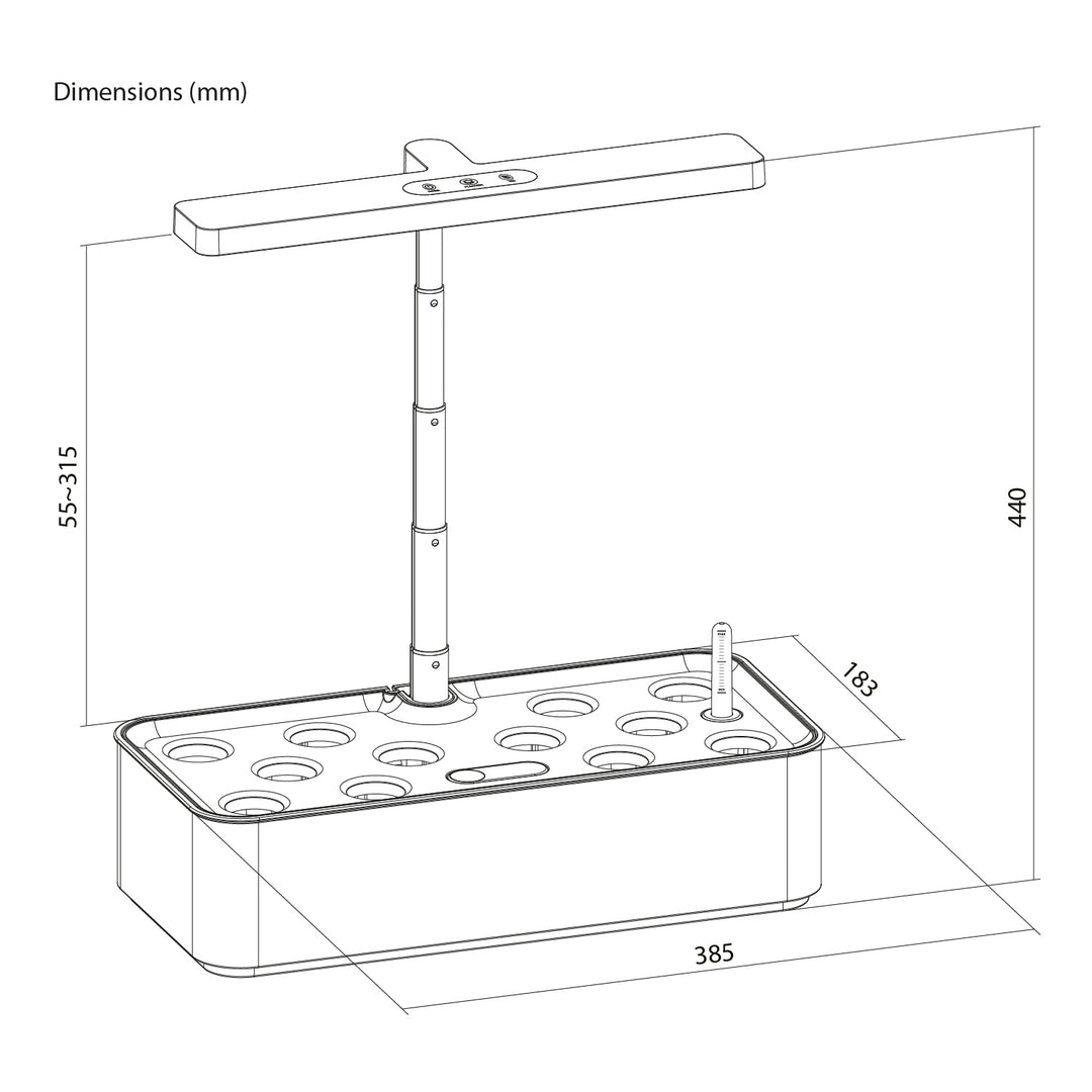 Intelligentes System für den Innenanbau von Pflanzen „GreenBlue“, SMART-Blumentopf, Fassungsvermögen 4 l, 220–240 V AC, 50/60 Hz, 0,4 A, GB133 + Zubehörset