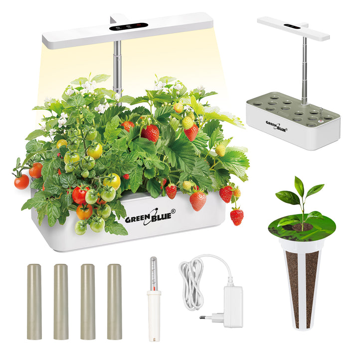 Intelligentes System für den Innenanbau von Pflanzen „GreenBlue“, SMART-Blumentopf, Fassungsvermögen 4 l, 220–240 V AC, 50/60 Hz, 0,4 A, GB133 + Zubehörset