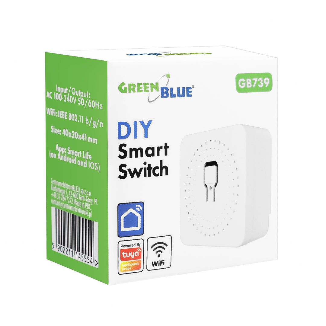 GreenBlue WLAN-Einbaurelais, Android/iOS/Alexa/Google Home, 100–240 V AC, 50/60 Hz, max. 16 A, für LED 150 W, GB739, 3 Stück