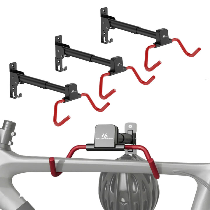 Maclean Fahrradhalterung / Wandhalterung, horizontal, Stahl, max. Belastbarkeit 30 kg, Winkelverstellbar, MC-172, 3 Stück