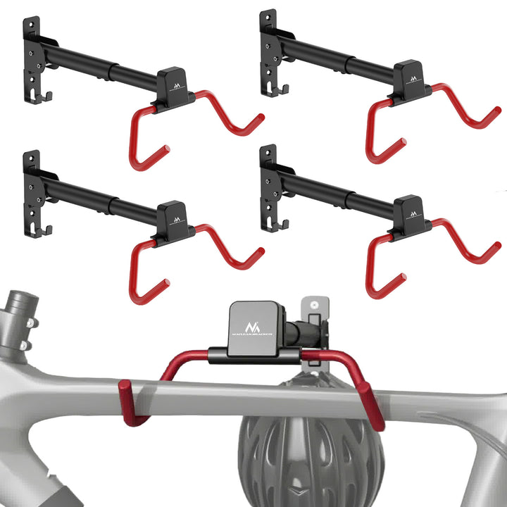 Maclean Fahrradhalterung / Wandhalterung, horizontal, Stahl, max. Belastbarkeit 30 kg, Winkelverstellbar, MC-172, 4 Stück
