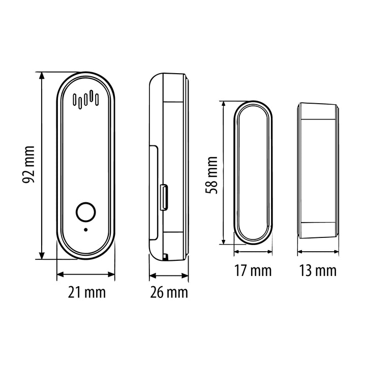 Drahtloser Reed-Schalter / WLAN-Öffnungssensor von GreenBlue, Android/iOS, für Türen / Fenster, 3,0 V DC, LR03x2, mit Alarm, GB478, 2 Stück + 4x AAA-Alkalibatterie Varta Industrial 4003
