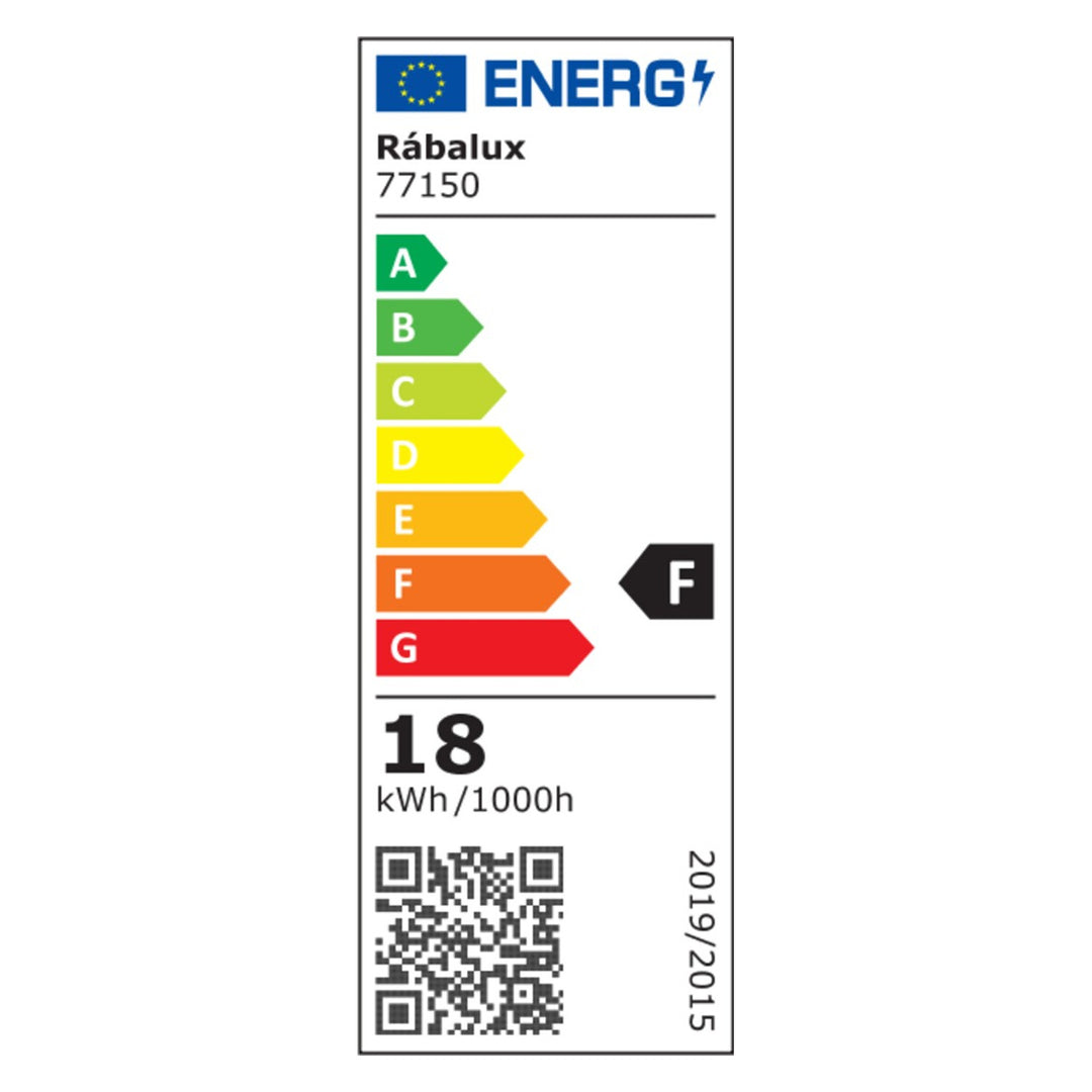 Rabalux Rapla2 LED-Leuchte 18 W, schwarz, IP65, Energieeffizienzklasse F, Lichtfarbtemperatur einstellbar auf 2700, 4000, 6500 K, 77150